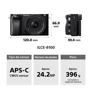 SONY Cámara A6100 + Lente 16-50mm II + Lente 55-210mm