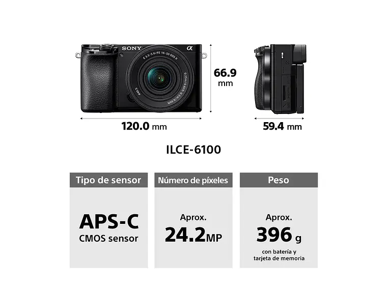 Sony A6100 Kit 16-50mm II + Lente 55-210mm 2