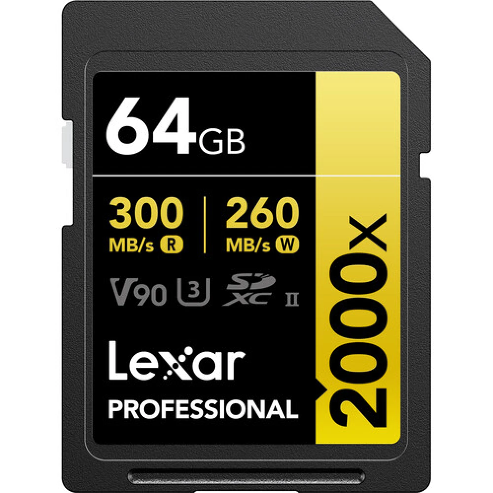 LEXAR Memoria 64GB 2000x SDXC UHS-II 300/260 V90 8K GOLD