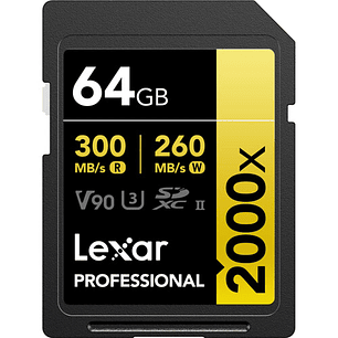 LEXAR Memoria 64GB 2000x SDXC UHS-II 300/260 V90 8K GOLD