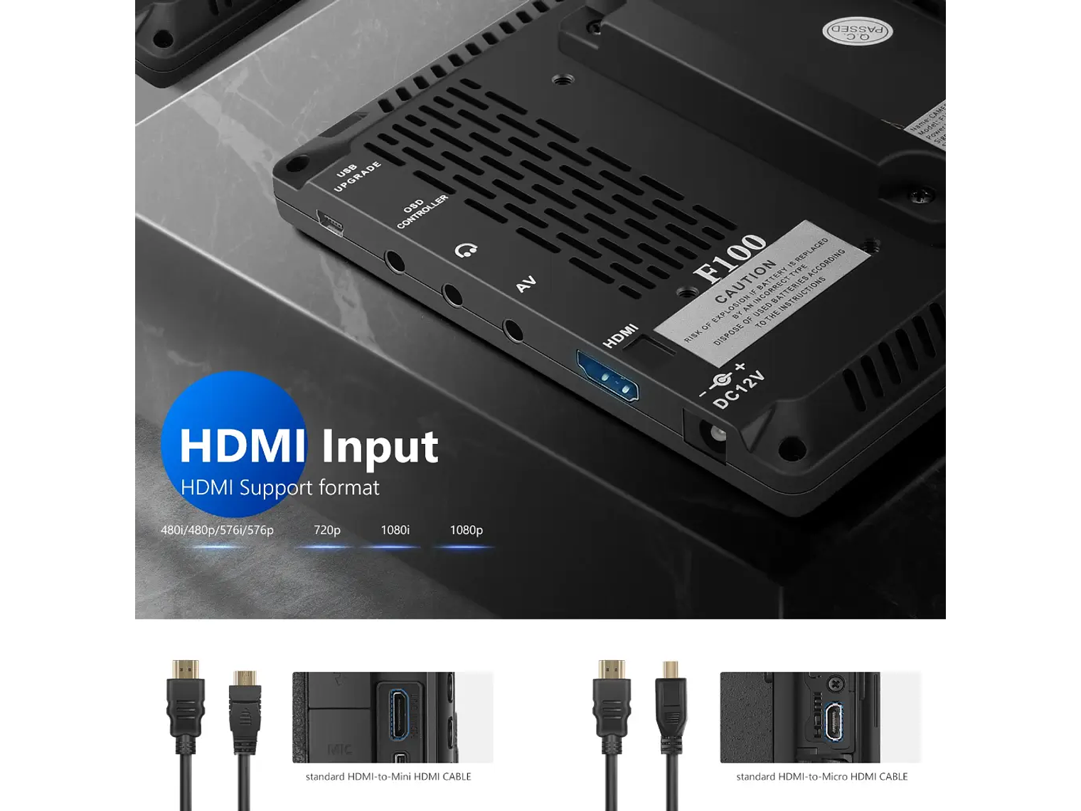 Neewer Monitor Neewer F100  7 pulgadas con Bateria y estuche 5