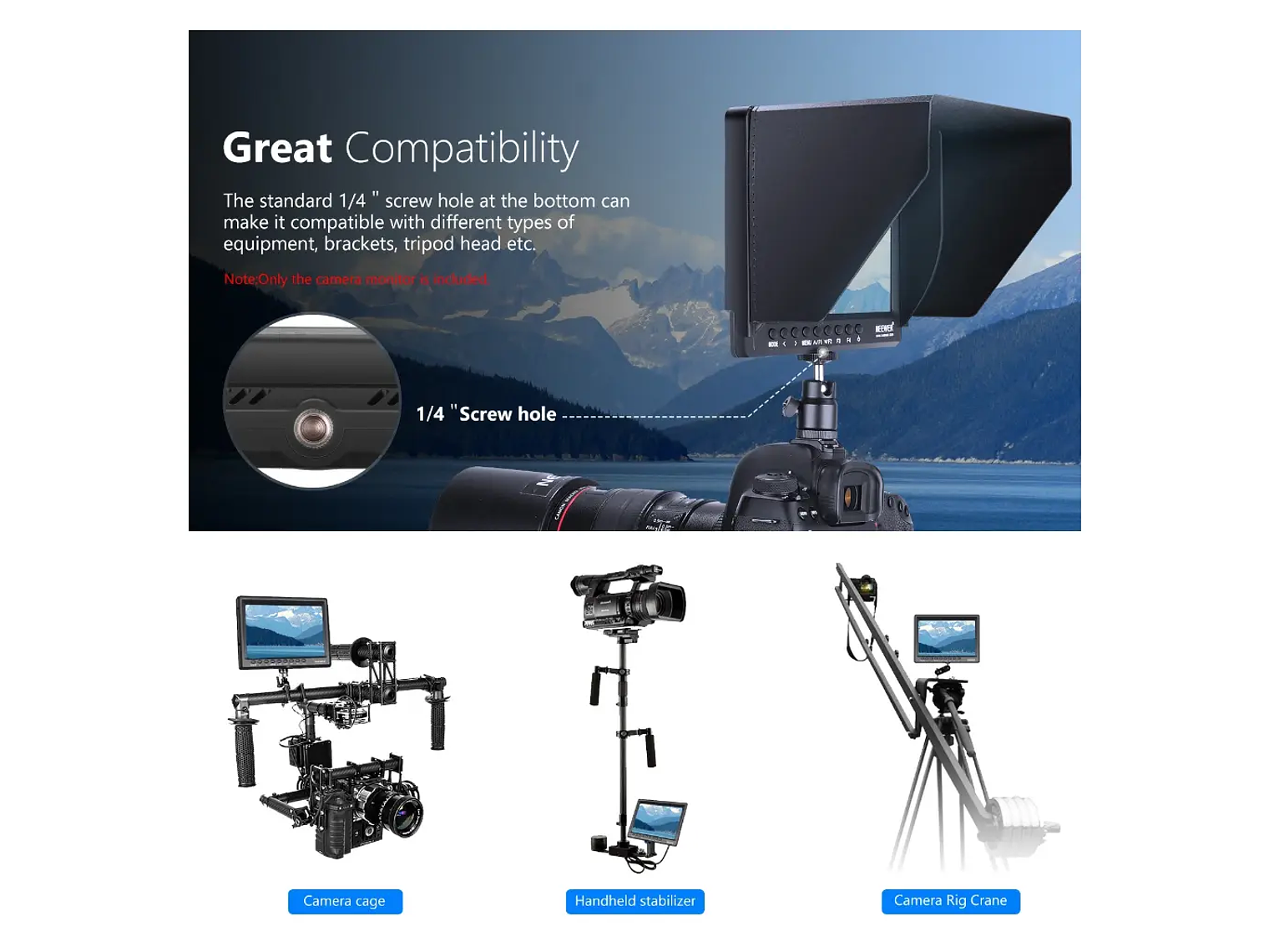 Neewer Monitor Neewer F100  7 pulgadas con Bateria y estuche 6