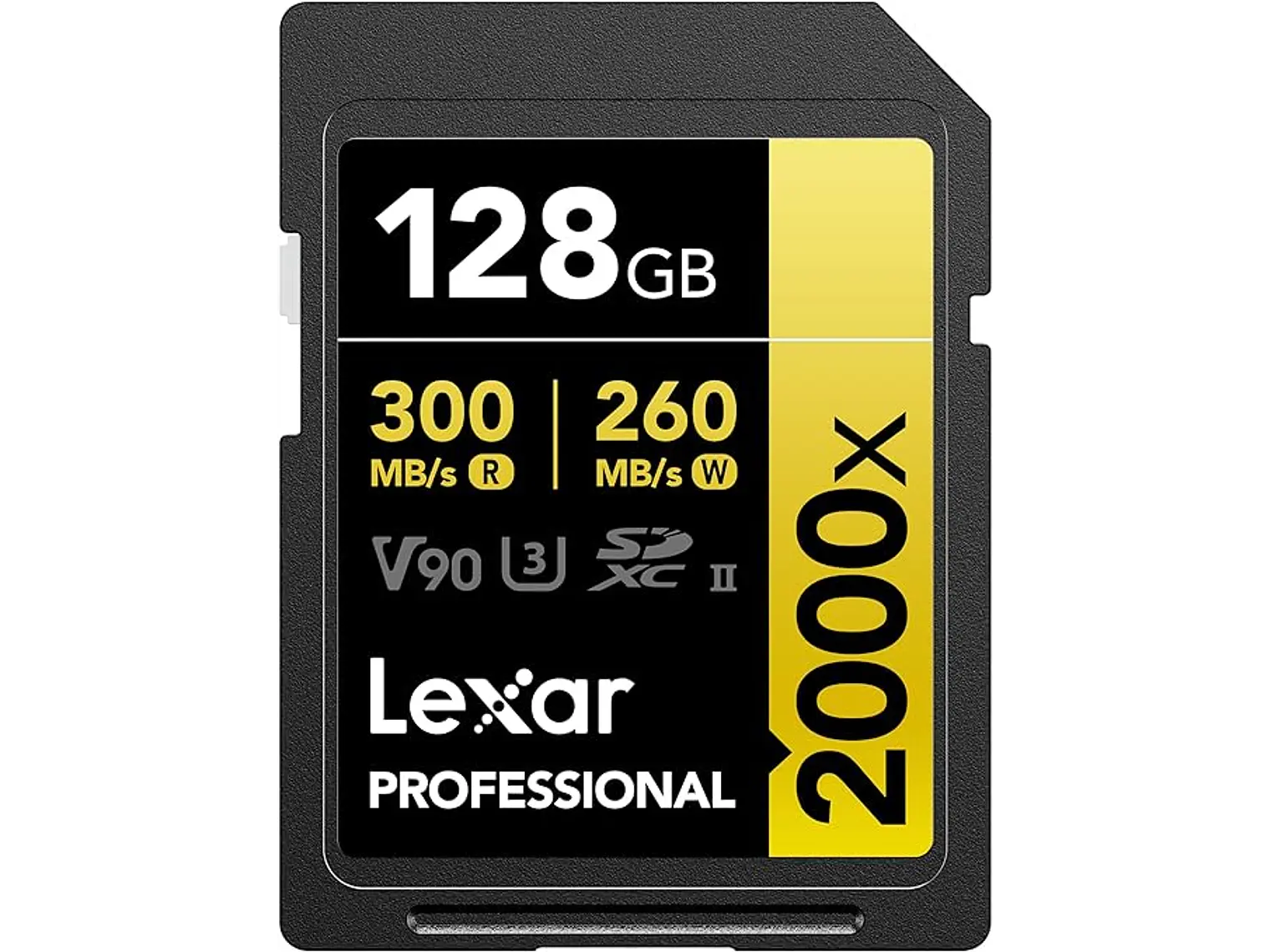 Lexar Tarjeta SD profesional de 128GB 2000x V90 Full HD 8K 1