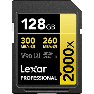 Lexar Tarjeta SD profesional de 128 GB 2000x V90 Full HD 8K