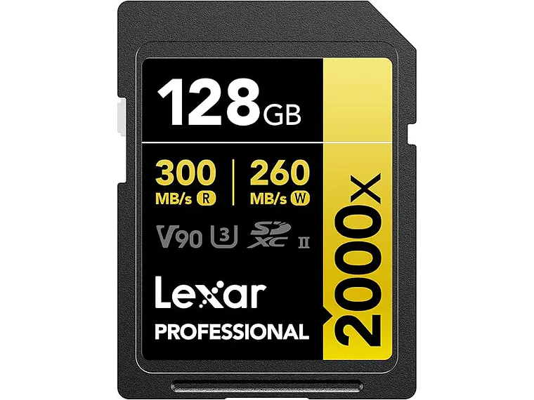Lexar Tarjeta SD profesional de 128GB 2000x V90 Full HD 8K 1