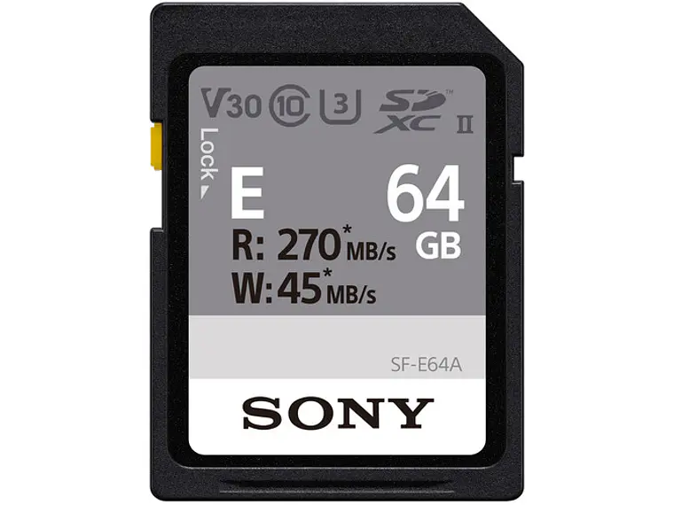 Sony Tarjeta de Memoria SD 64GB Serie E SF-E64A R270mb/s - W45mb/s 1