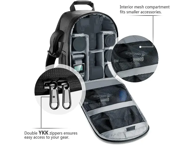 Mochila Neewer para Cámara 11L Negra con Interior Gris 2