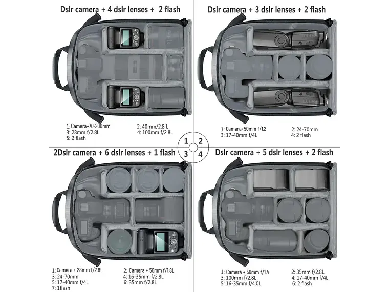 Mochila Neewer para Cámara 11L Negra con Interior Gris 4