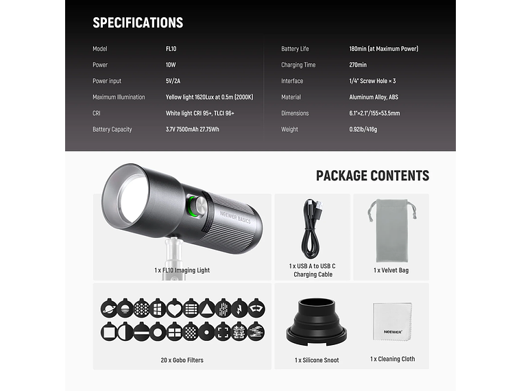 Flash Portatil Neewer Basics FL10 para Fotografía 8