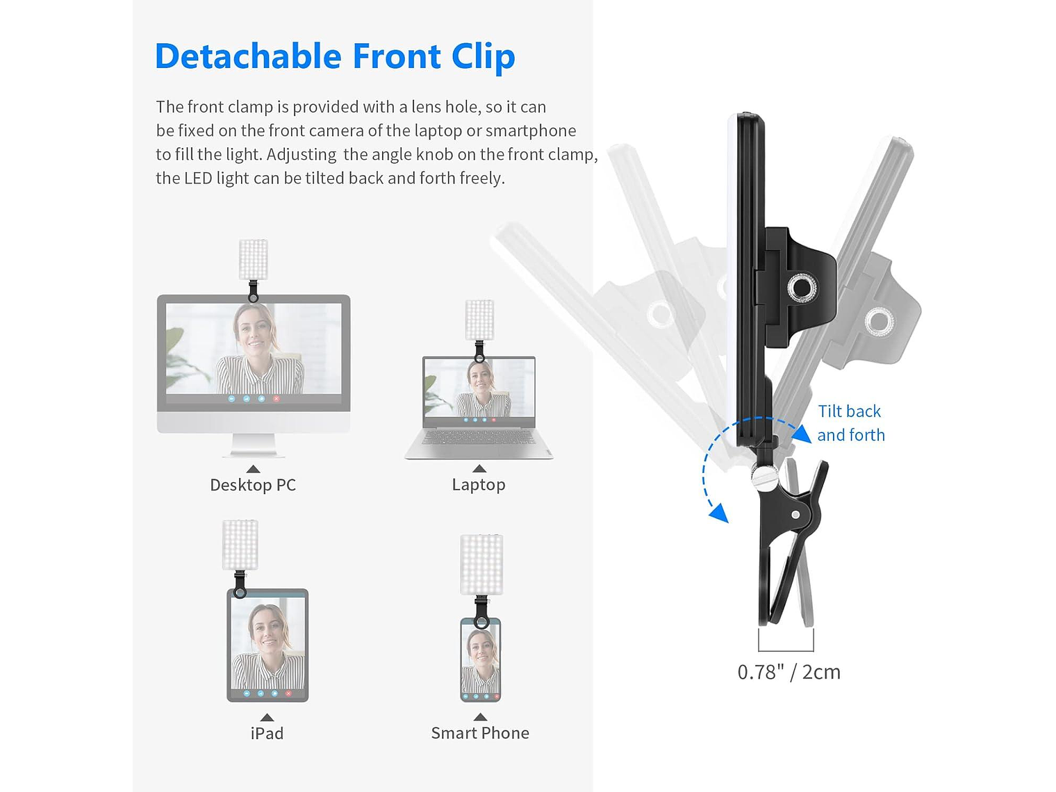 Luz LED Neewer NL-60AI con Clip para Videollamadas 3