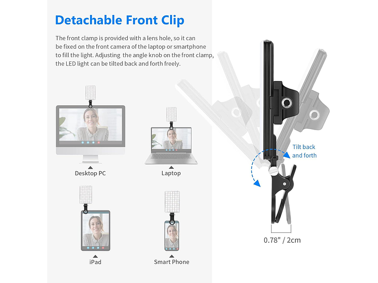 Luz LED Neewer NL-60AI con Clip para Videollamadas 3