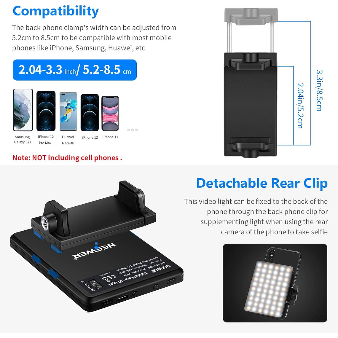 Luz LED Neewer NL-60AI con Clip para Videollamadas 4
