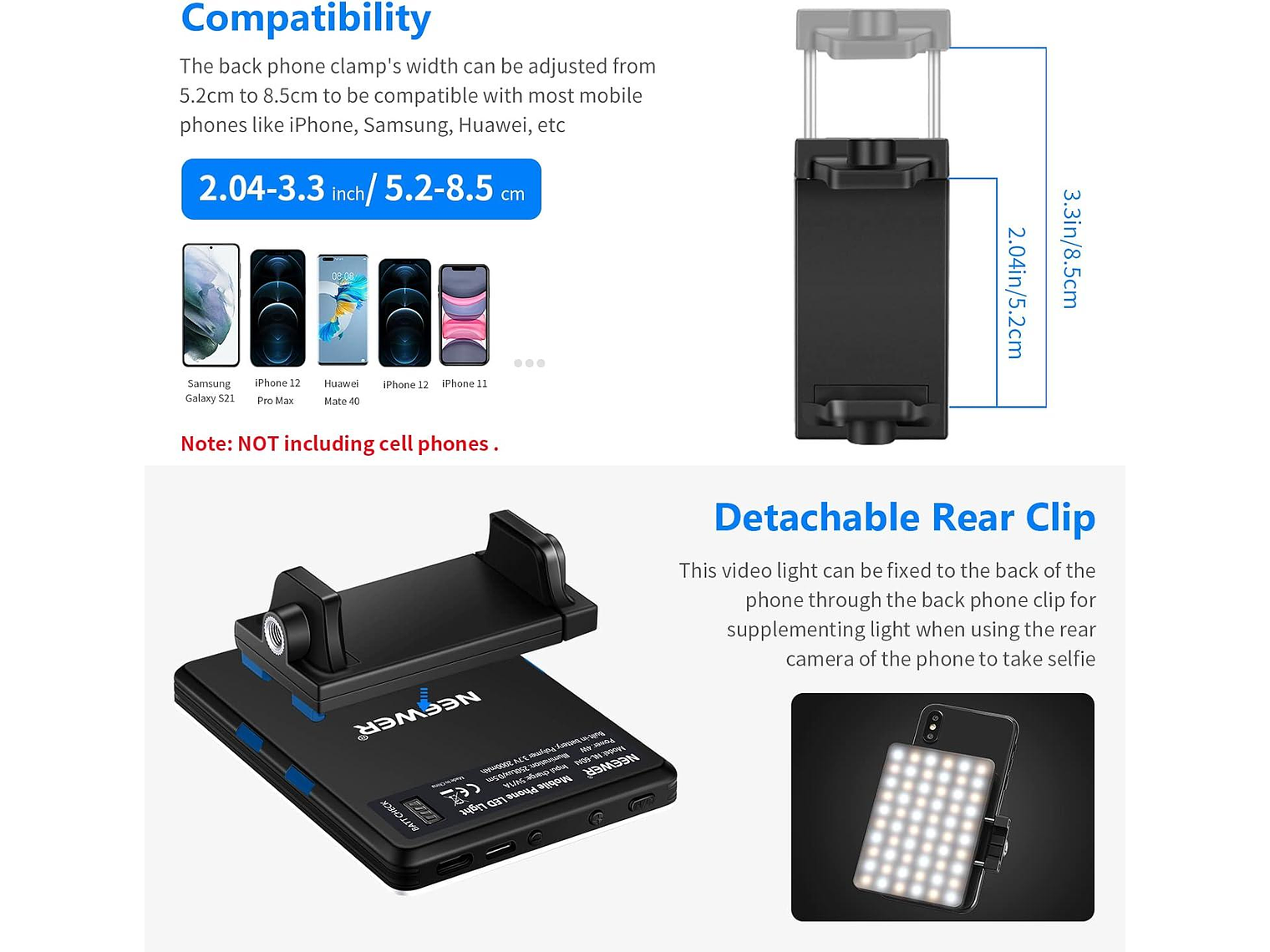 Luz LED Neewer NL-60AI con Clip para Videollamadas 4