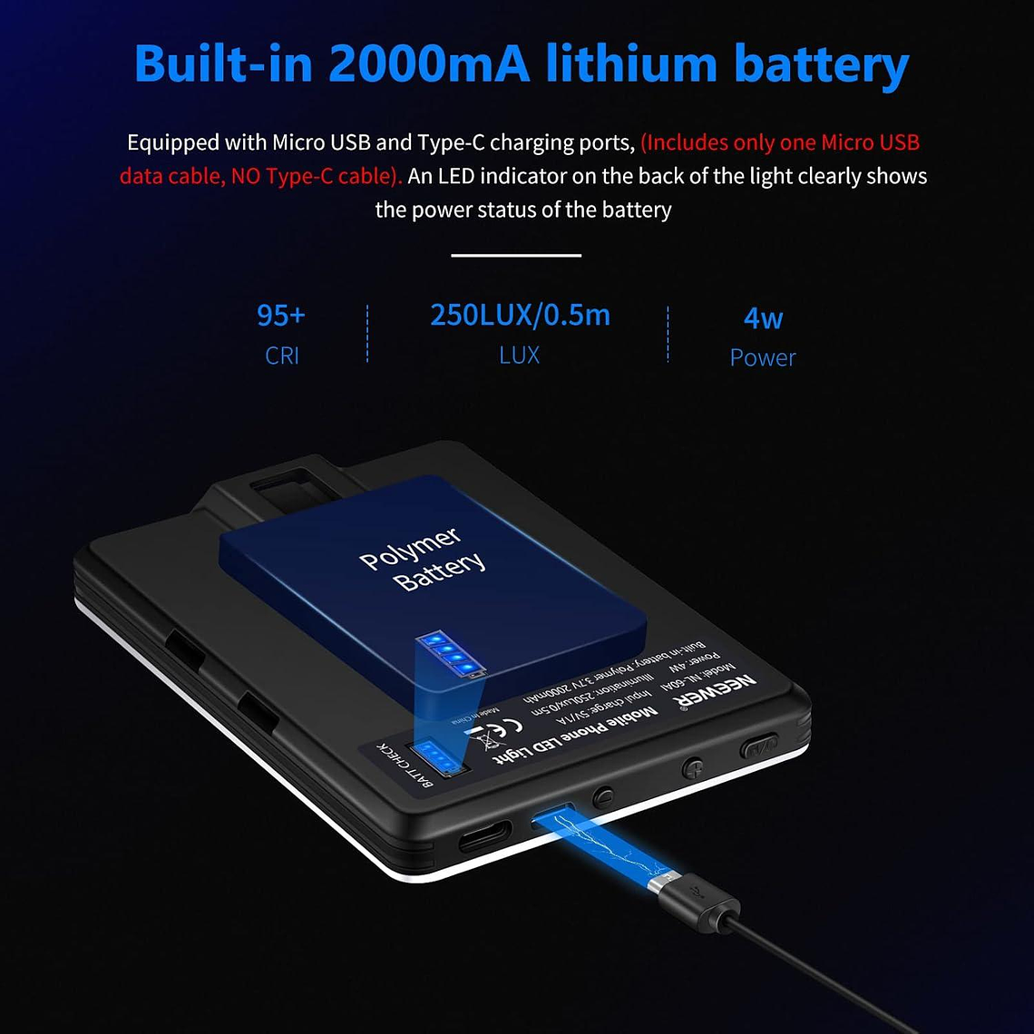 Luz LED Neewer NL-60AI con Clip para Videollamadas 6