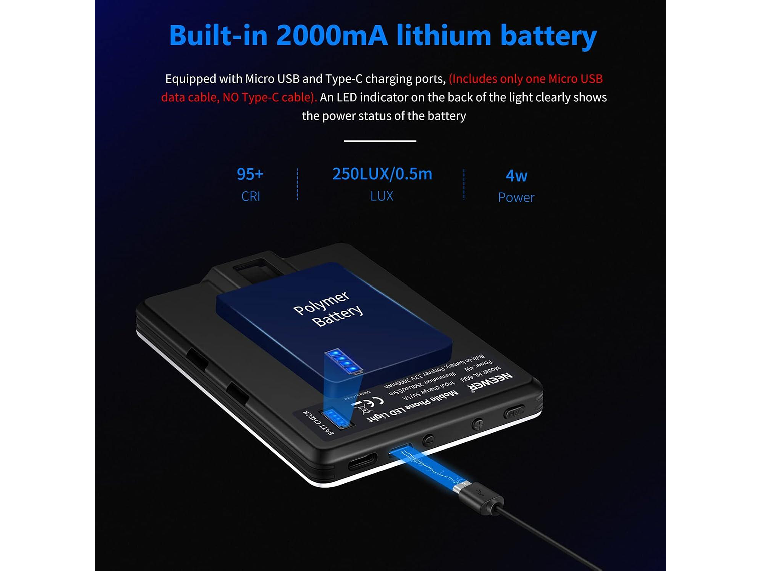 Luz LED Neewer NL-60AI con Clip para Videollamadas 6