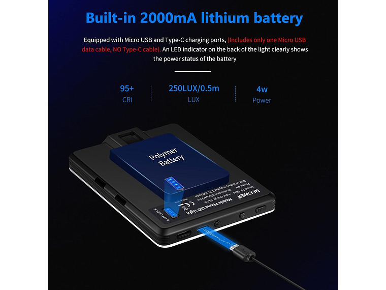 Luz LED Neewer NL-60AI con Clip para Videollamadas 6