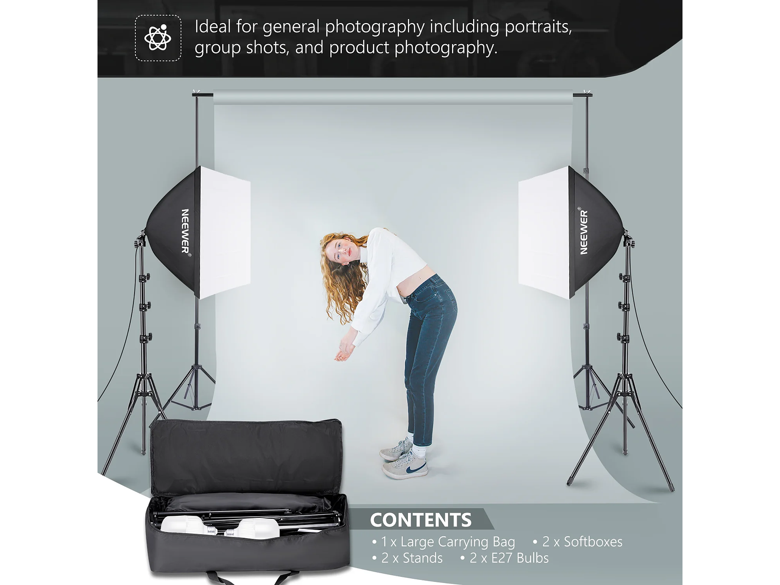 Kit Iluminación LED Neewer NW48 II 2.4G con Softbox 2