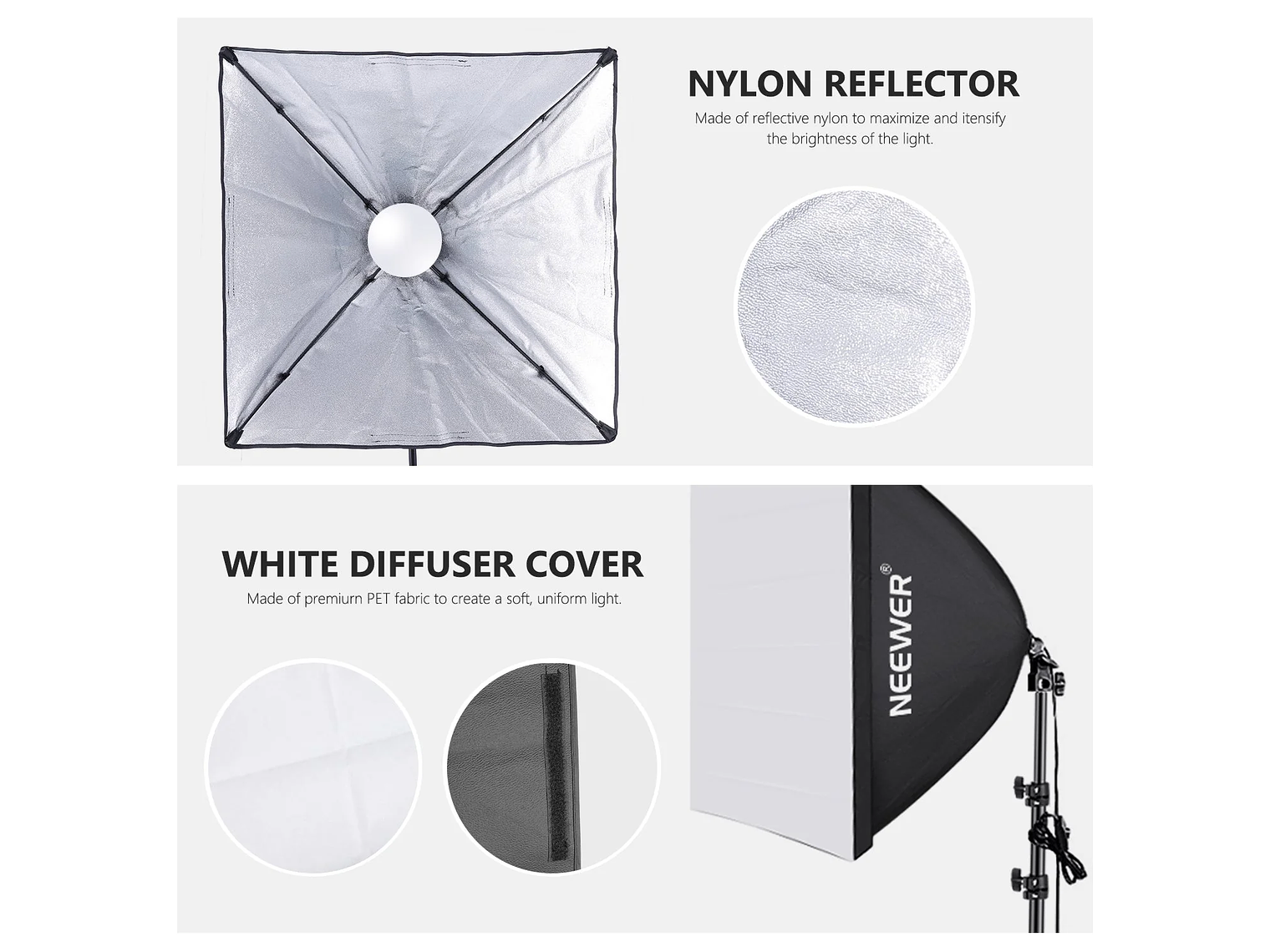 Kit Iluminación LED Neewer NW48 II 2.4G con Softbox 6