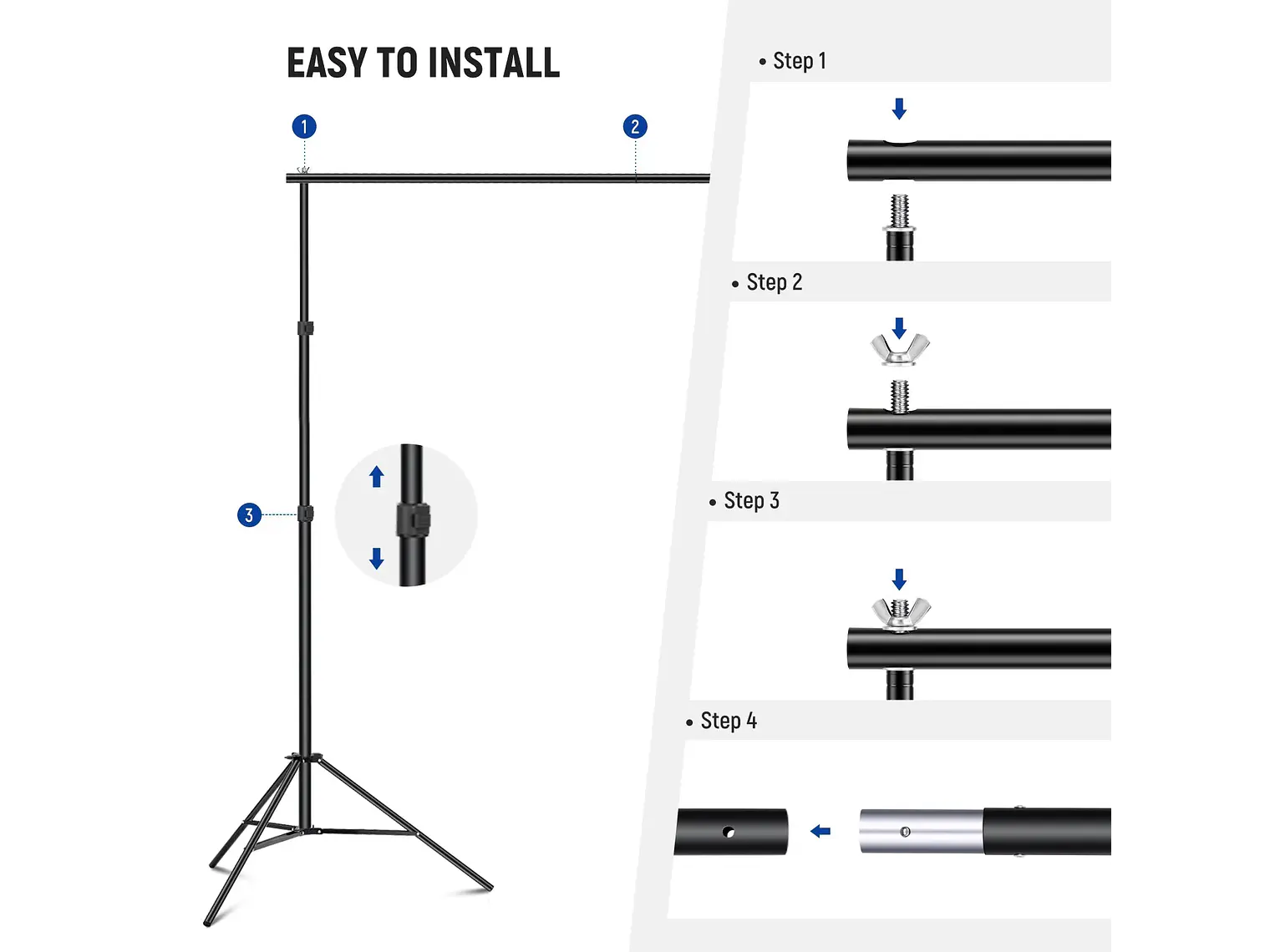 Sistema de soporte de fondo para estudio fotográfico ajustable NEEWER 2,1 x 3 m 2