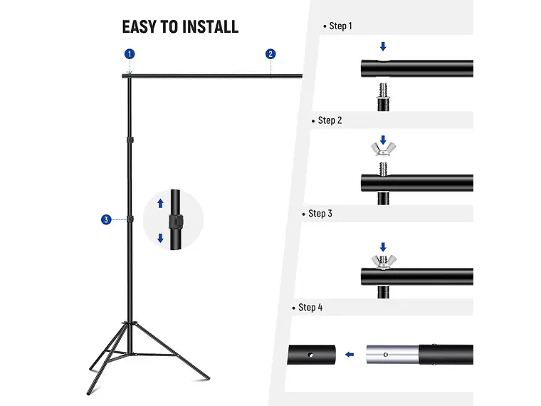 Sistema de soporte de fondo para estudio fotográfico ajustable NEEWER 2,1 x 3 m 2