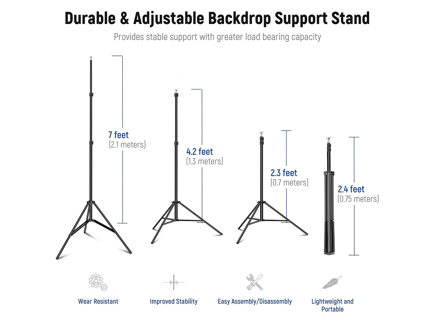 Sistema de soporte de fondo para estudio fotográfico ajustable NEEWER 2,1 x 3 m 3