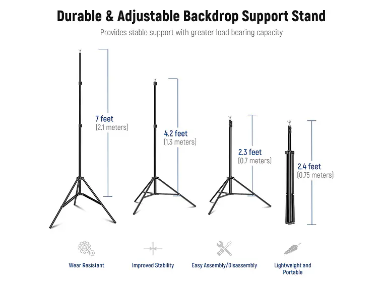 Sistema de soporte de fondo para estudio fotográfico ajustable NEEWER 2,1 x 3 m 3