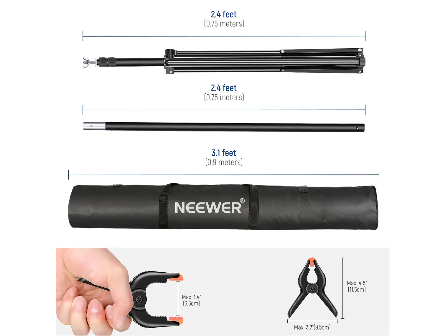 Sistema de soporte de fondo para estudio fotográfico ajustable NEEWER 2,1 x 3 m 4