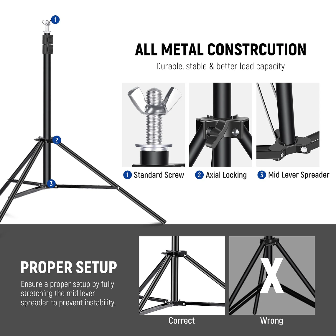Sistema de soporte de fondo para estudio fotográfico ajustable NEEWER 2,1 x 3 m 5