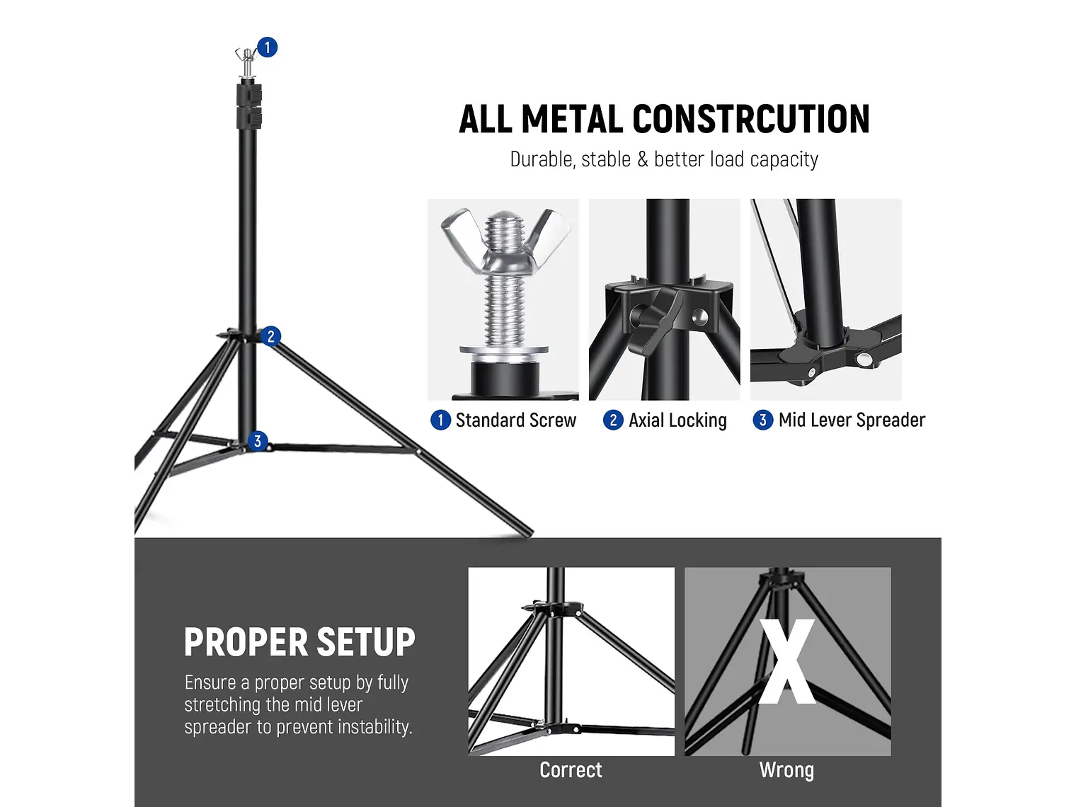 Sistema de soporte de fondo para estudio fotográfico ajustable NEEWER 2,1 x 3 m 5