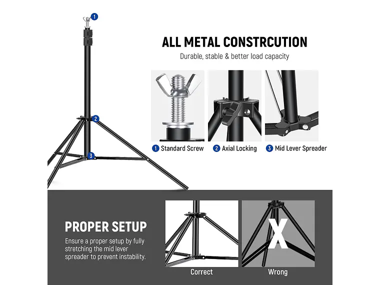 Sistema de soporte de fondo para estudio fotográfico ajustable NEEWER 2,1 x 3 m 5
