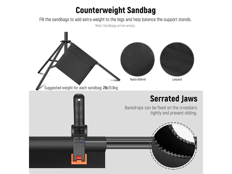 Sistema de soporte de fondo para estudio fotográfico ajustable NEEWER 2,1 x 3 m 6