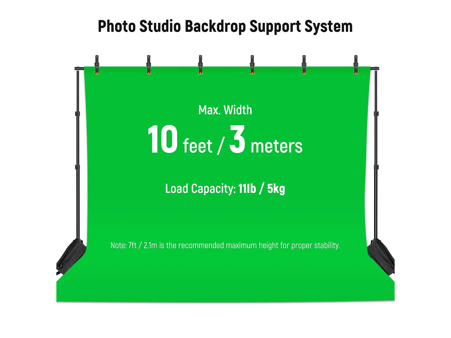 Sistema de soporte de fondo para estudio fotográfico ajustable NEEWER 2,1 x 3 m 7