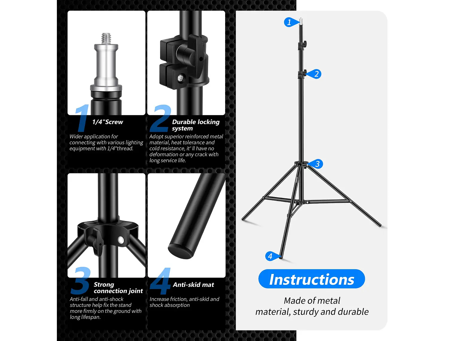 NEEWER ST-200 Soporte de luz para fotografía de 200 cm 3
