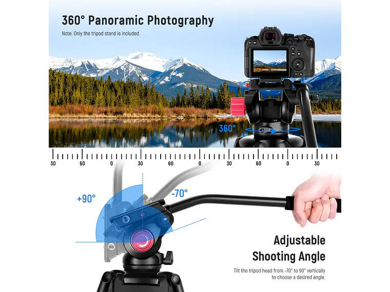 Neewer Tripode de Video TPM200 200cm con Cabezal Fluido 4