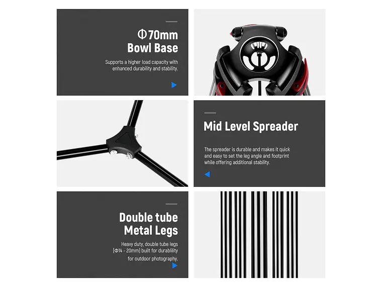 Neewer Tripode de Video TPM200 200cm con Cabezal Fluido 7