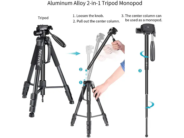 Trípode y monopié para cámara 2 en 1 NEEWER SAB264 de 70''/177 cm 2