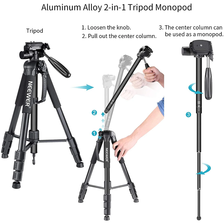 Trípode y monopié para cámara 2 en 1 NEEWER SAB264 de 70''/177 cm 2