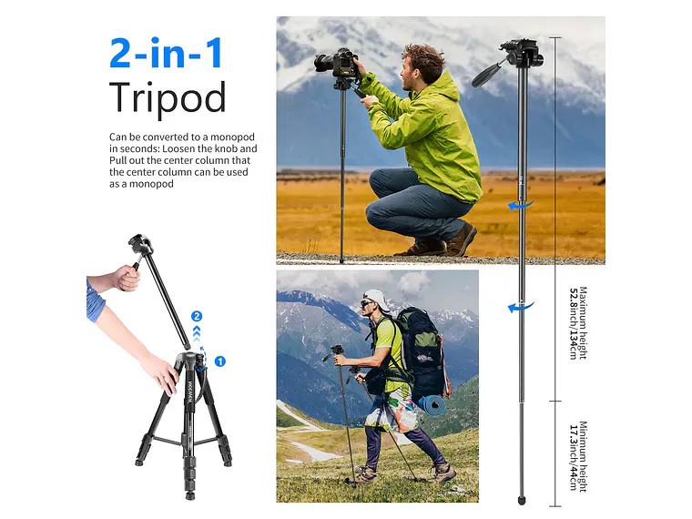 Trípode y monopié para cámara 2 en 1 NEEWER SAB264 de 70''/177 cm 4