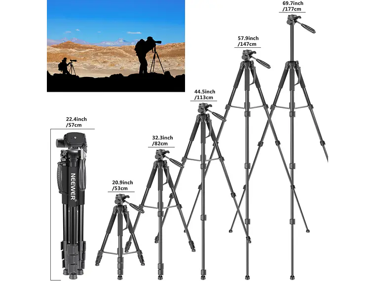 Trípode y monopié para cámara 2 en 1 NEEWER SAB264 de 70''/177 cm 5