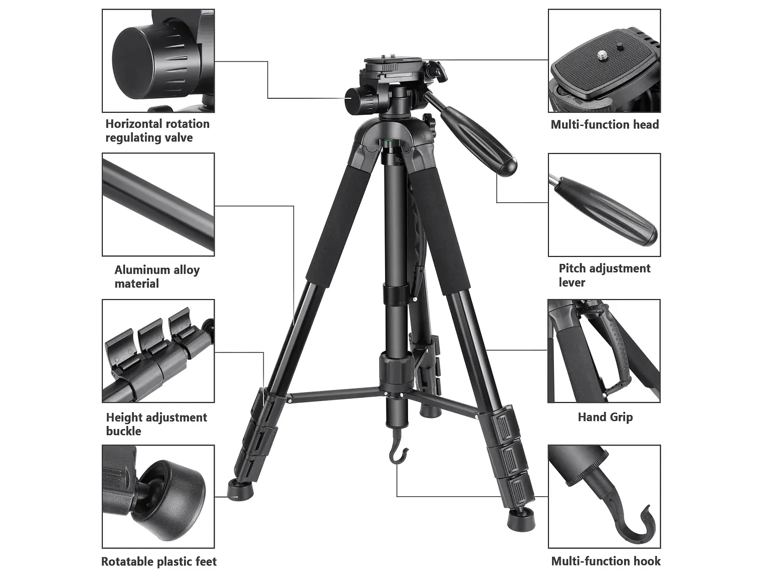 Trípode y monopié para cámara 2 en 1 NEEWER SAB264 de 70''/177 cm 7