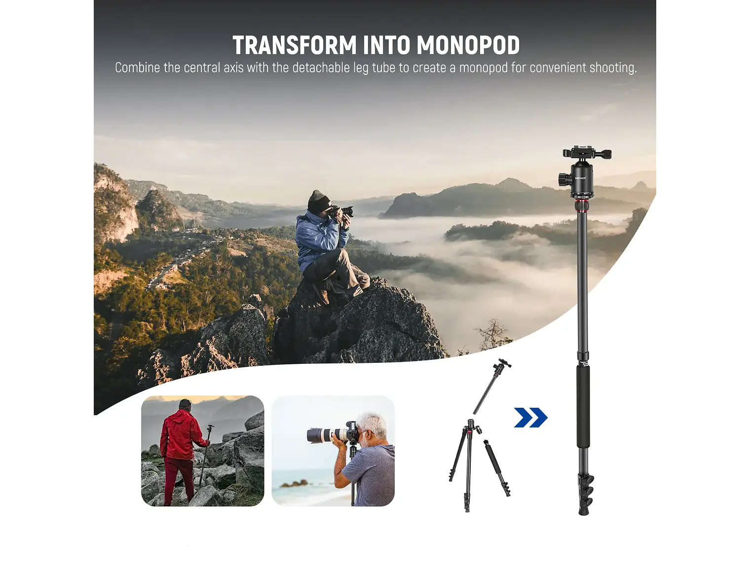 Neewer Trípode Monopie 195cm con Soporte y Control Remoto 3