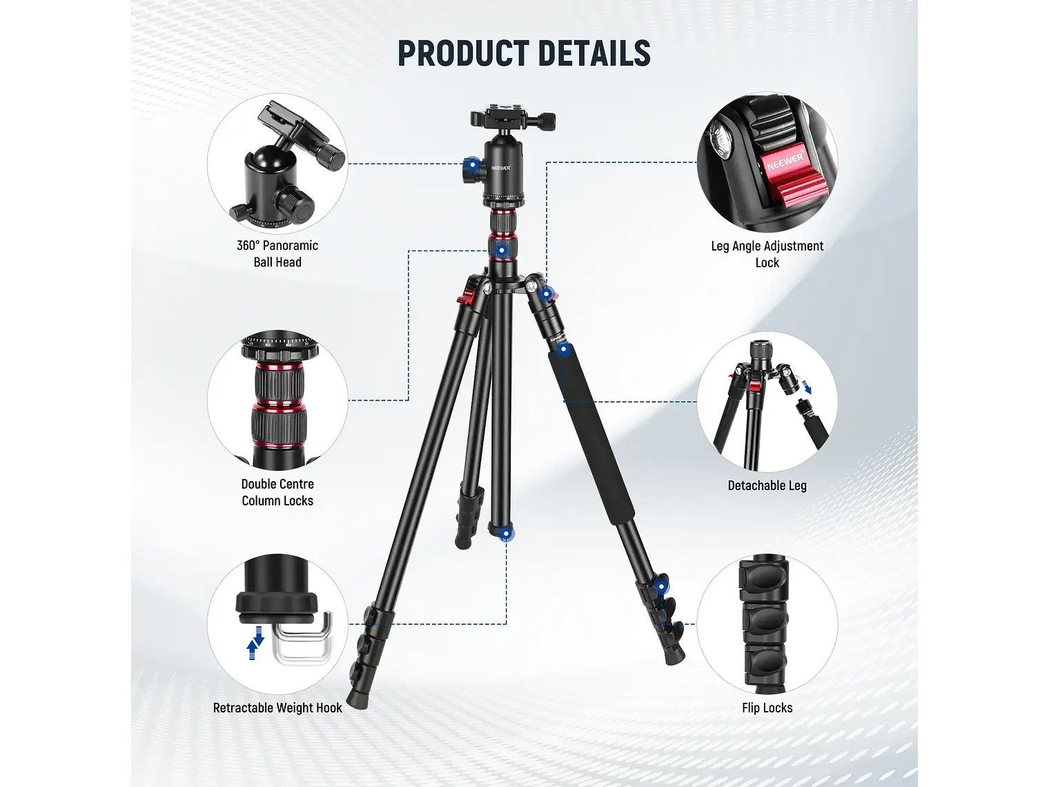 Neewer Trípode Monopie 195cm con Soporte y Control Remoto 5