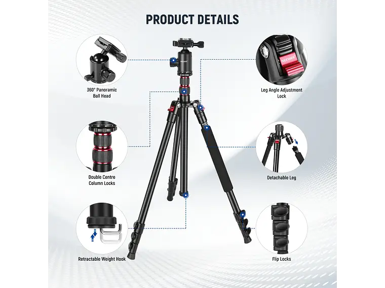 Neewer Trípode Monopie 195cm con Soporte y Control Remoto 5