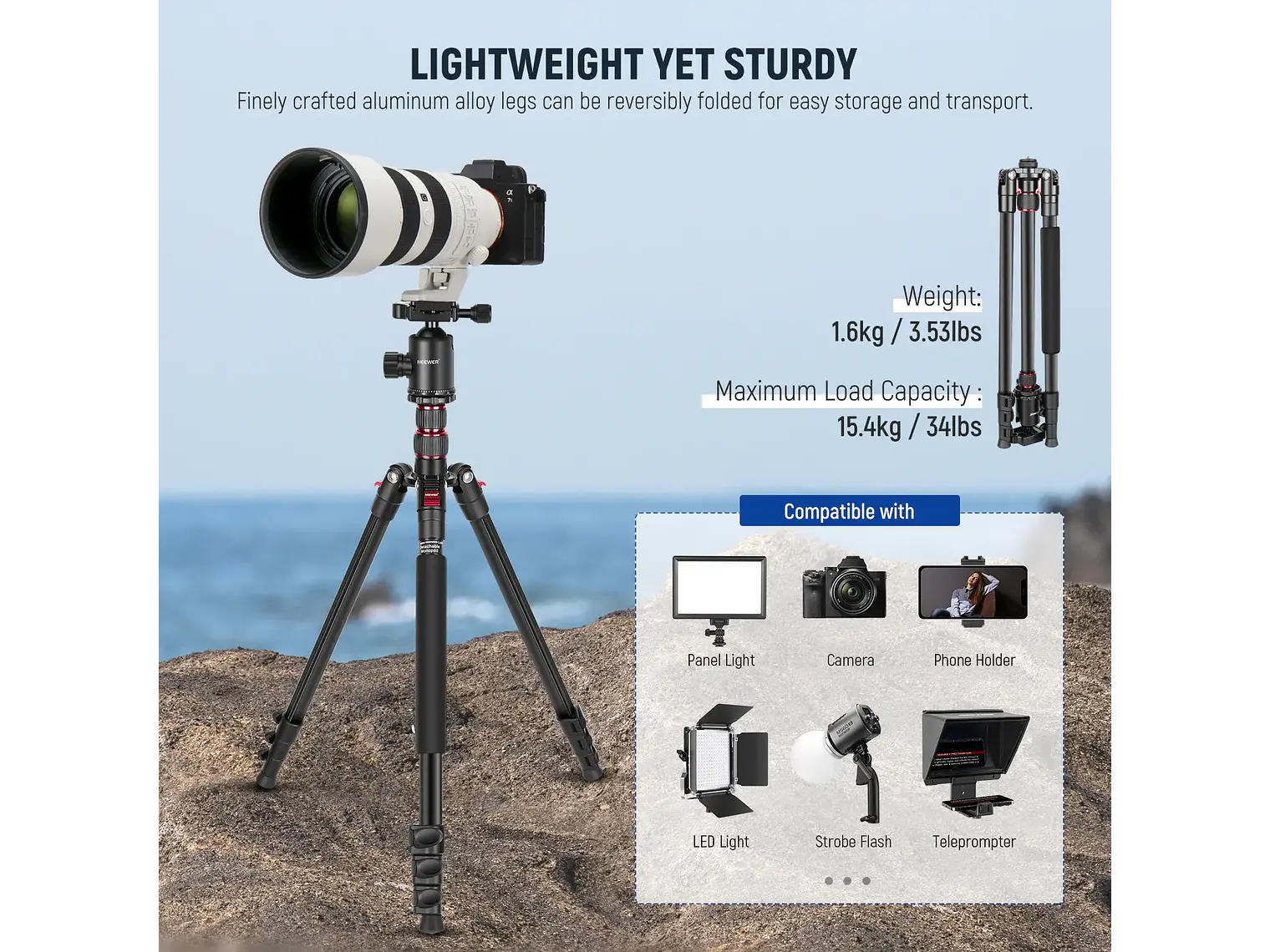 Neewer Trípode Monopie 195cm con Soporte y Control Remoto 6