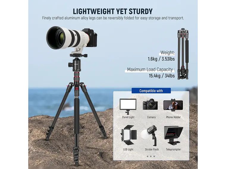 Neewer Trípode Monopie 195cm con Soporte y Control Remoto 6