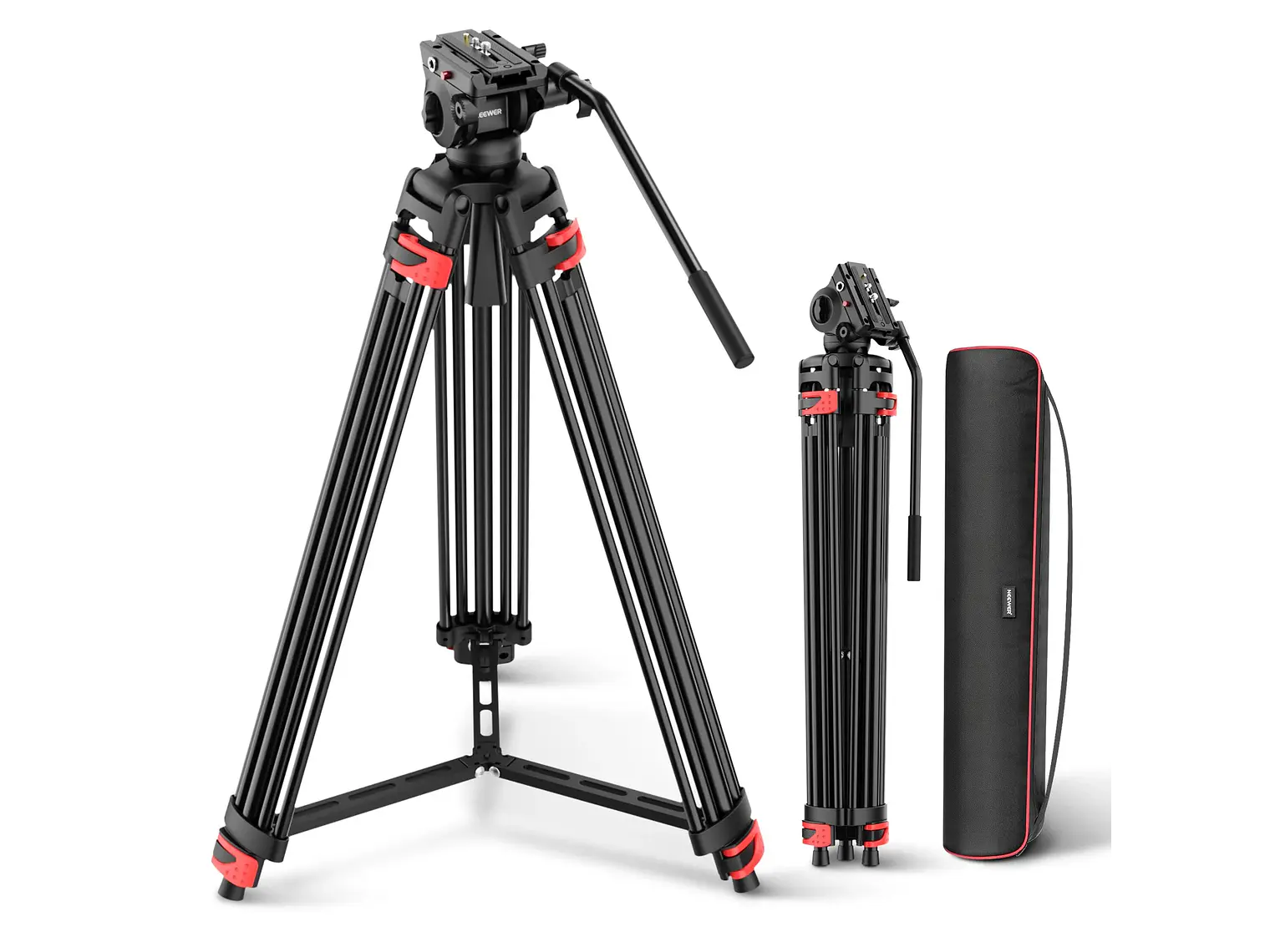 Trípode de vídeo NEEWER BASICS TP37 de 187cm con cabezal fluido 1