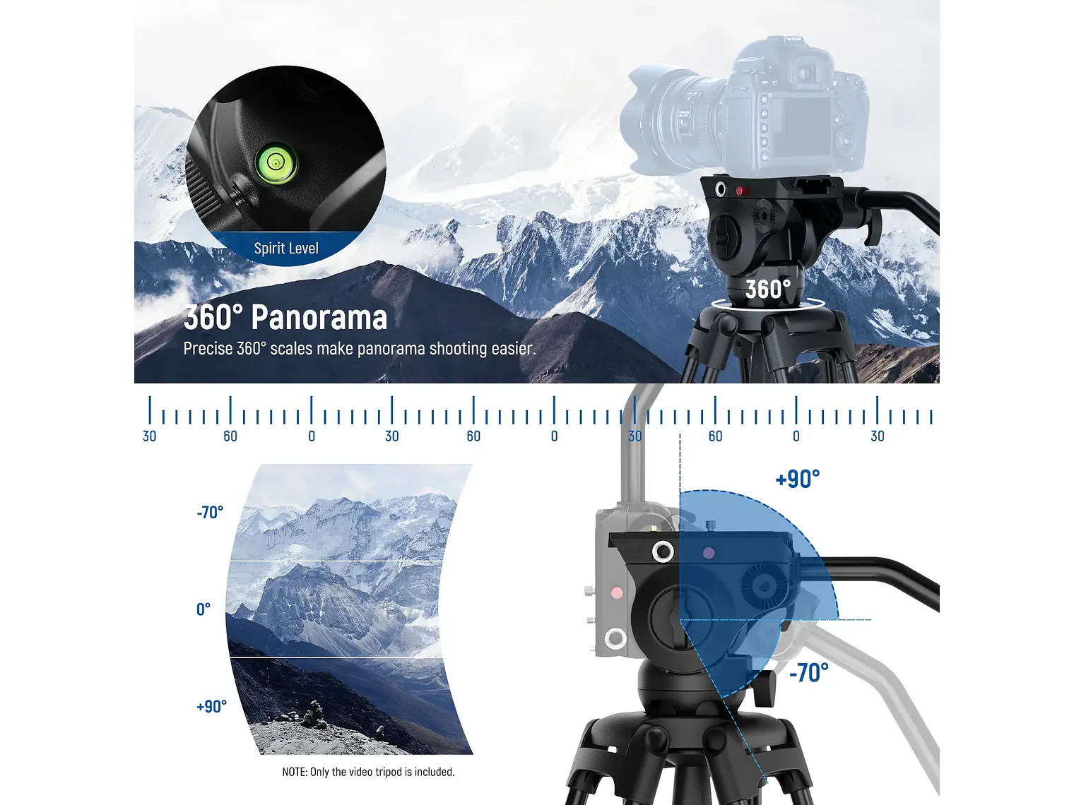 Trípode de vídeo NEEWER BASICS TP37 de 187cm con cabezal fluido 7