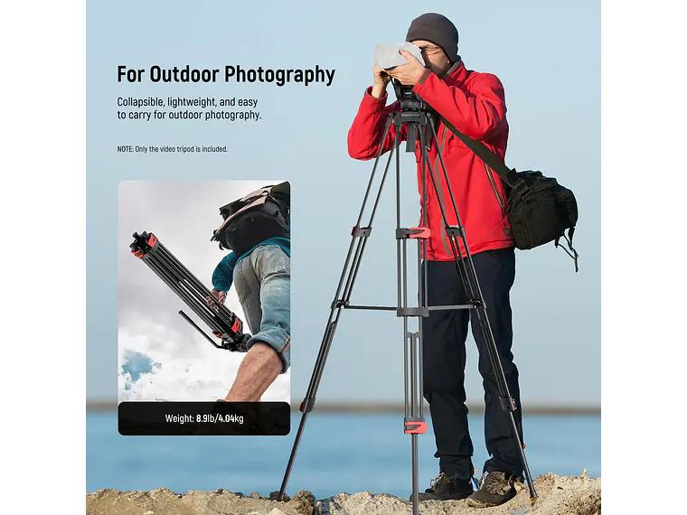 Trípode de vídeo NEEWER BASICS TP37 de 187cm con cabezal fluido 8