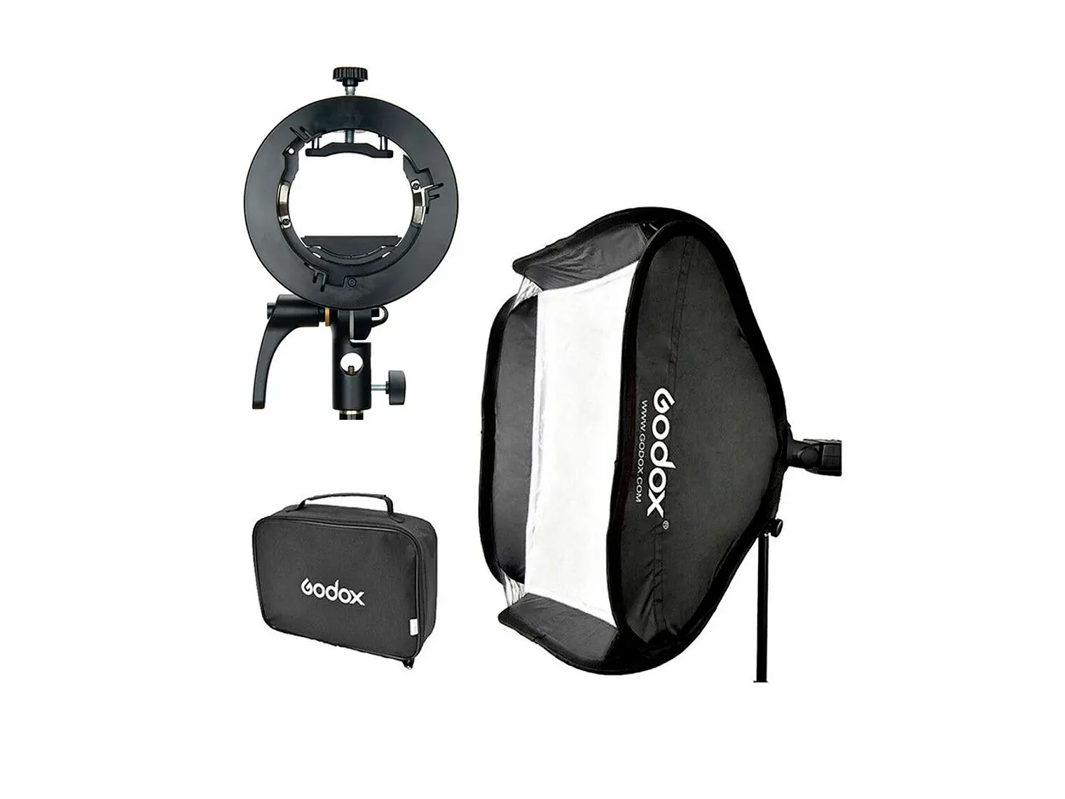 Godox Softbox 60x60 + Adaptador Bowens para Flash redondo y cuadrado 1