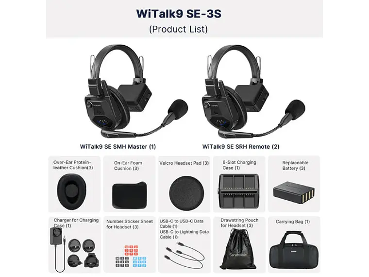 Saramonic Sistema Intercom WiTalk 9SE 3S para 3 Usuario 2